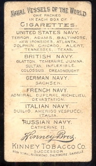N226 1889 Kinney Naval Vessels of the World